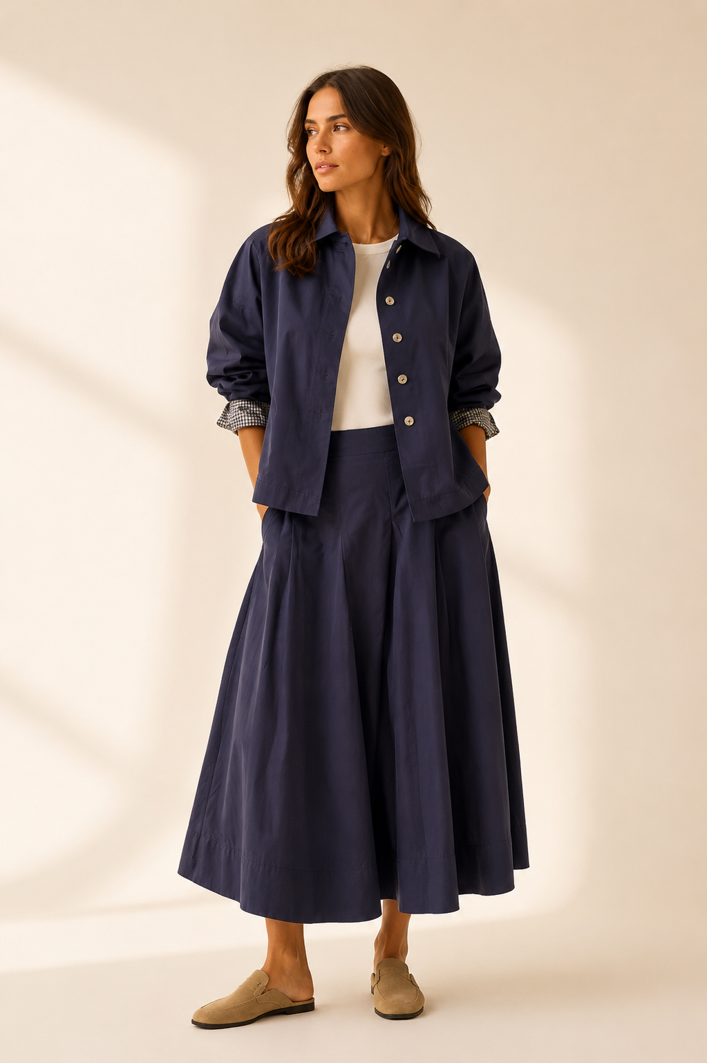 Ensemble Veste et Jupe Toile Marine - Couture