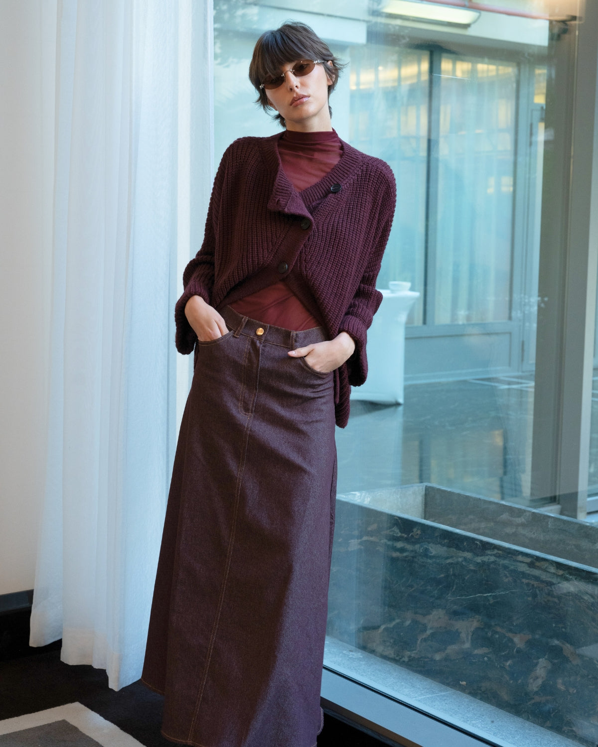 Top résille col montant Fine