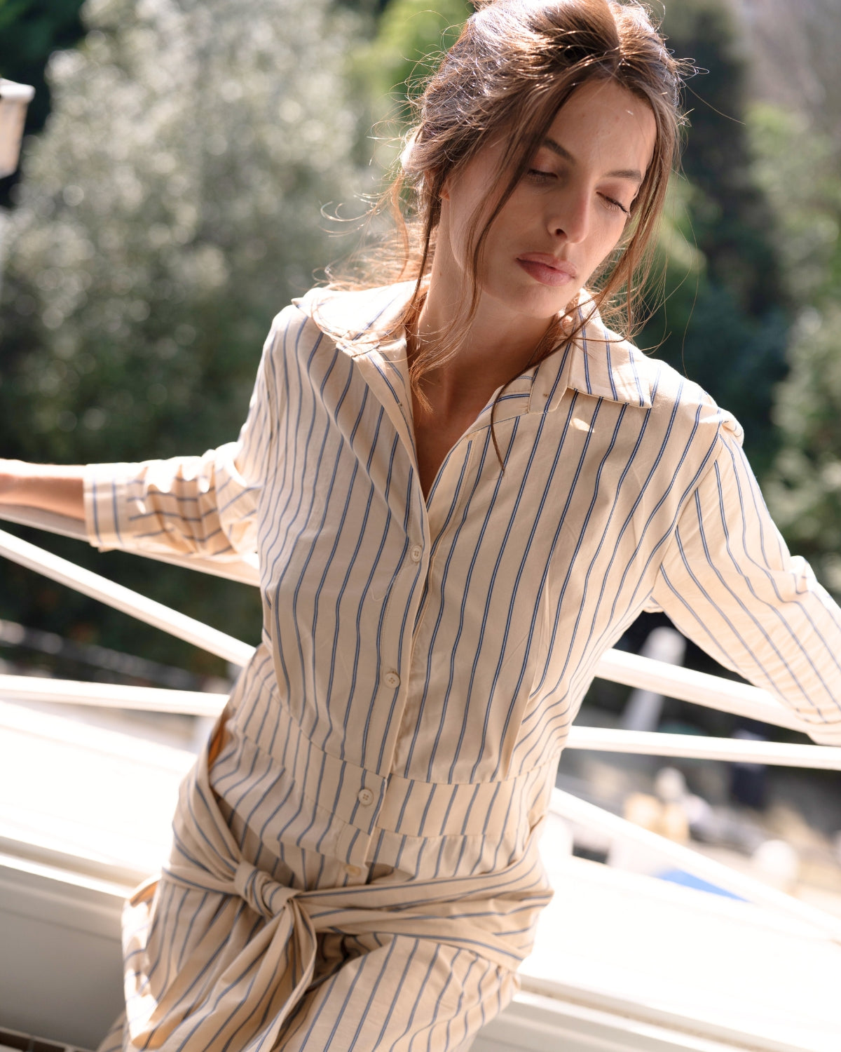 Robe Chemise Rayée Ceinturée