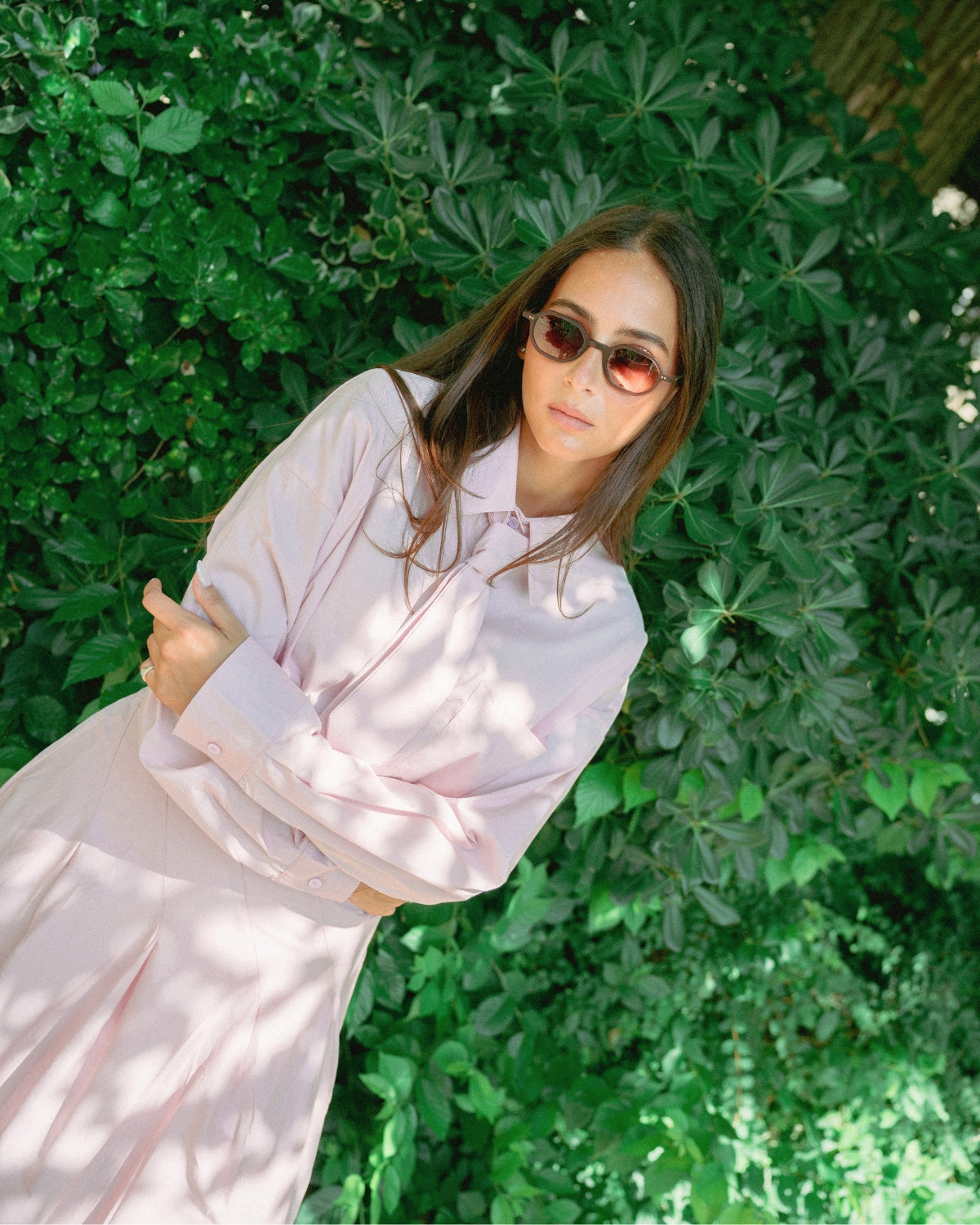Ensemble Chemise et Jupe Assorti Rose
