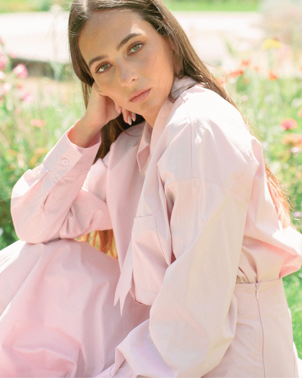 Ensemble Chemise et Jupe Assorti Rose