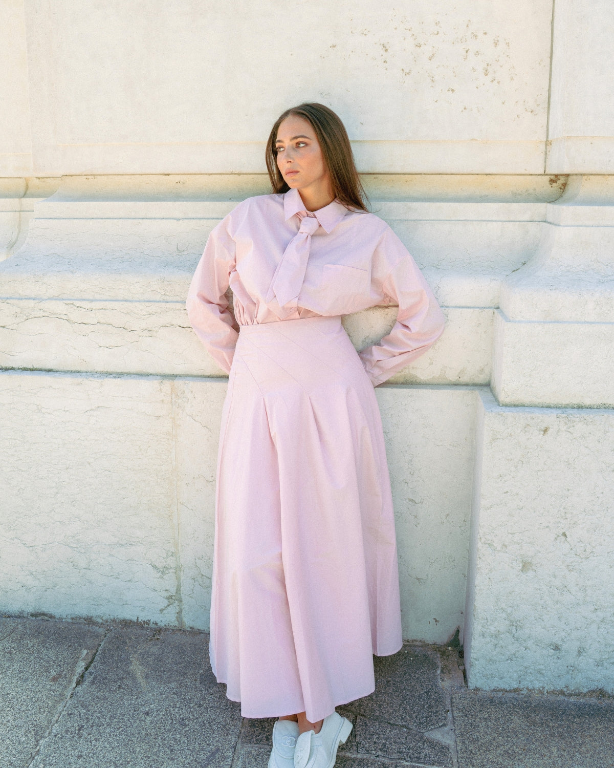 Ensemble Chemise et Jupe Assorti Rose