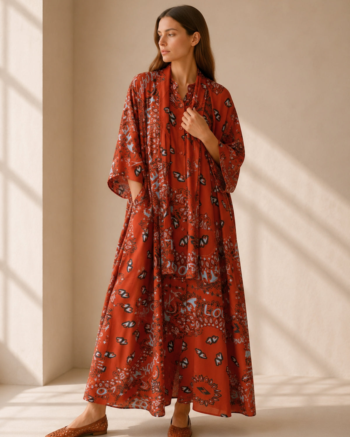 Satin-Maxikleid mit Blumenmuster - Eternelle