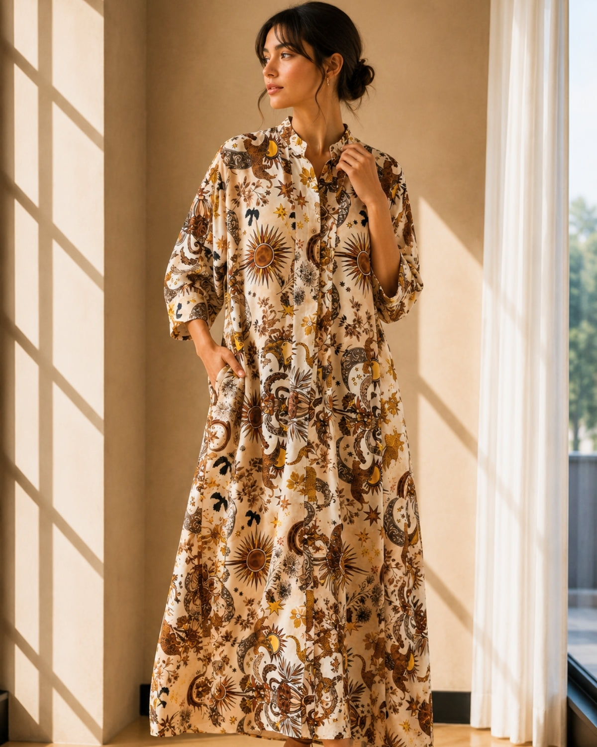 Satin-Maxikleid mit Blumenmuster - Eternelle