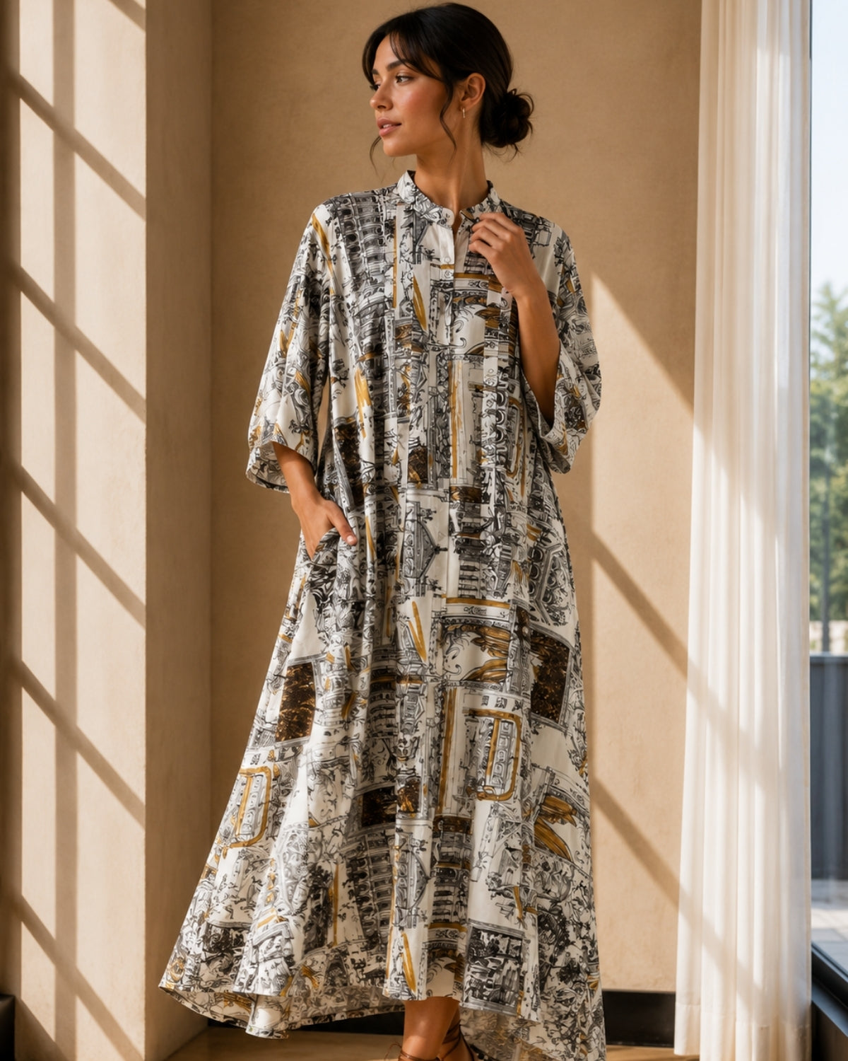 Satin-Maxikleid mit Blumenmuster - Eternelle