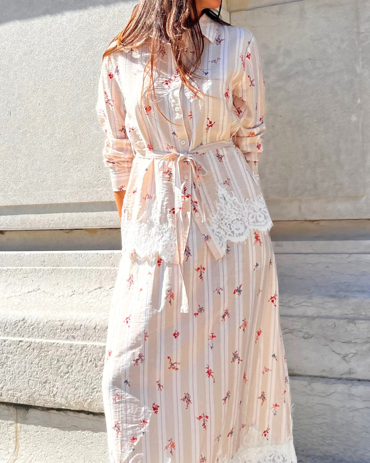 Ensemble Fleuri Dentelle Rose