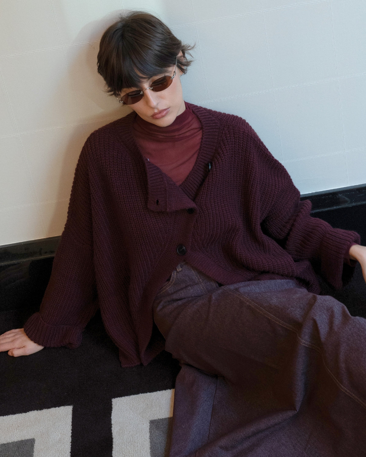 Top résille col montant Fine