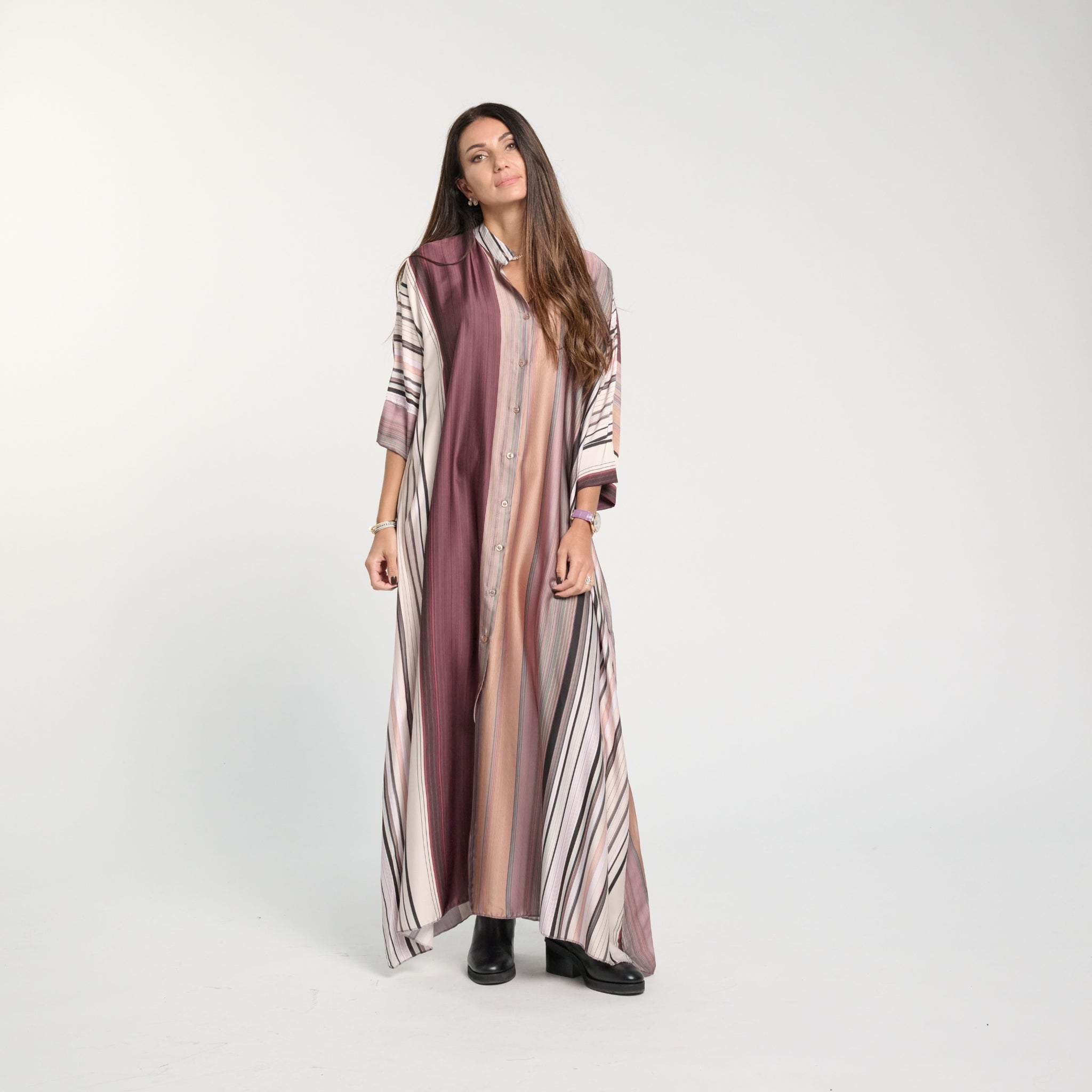 Robe satinée oversize rayures