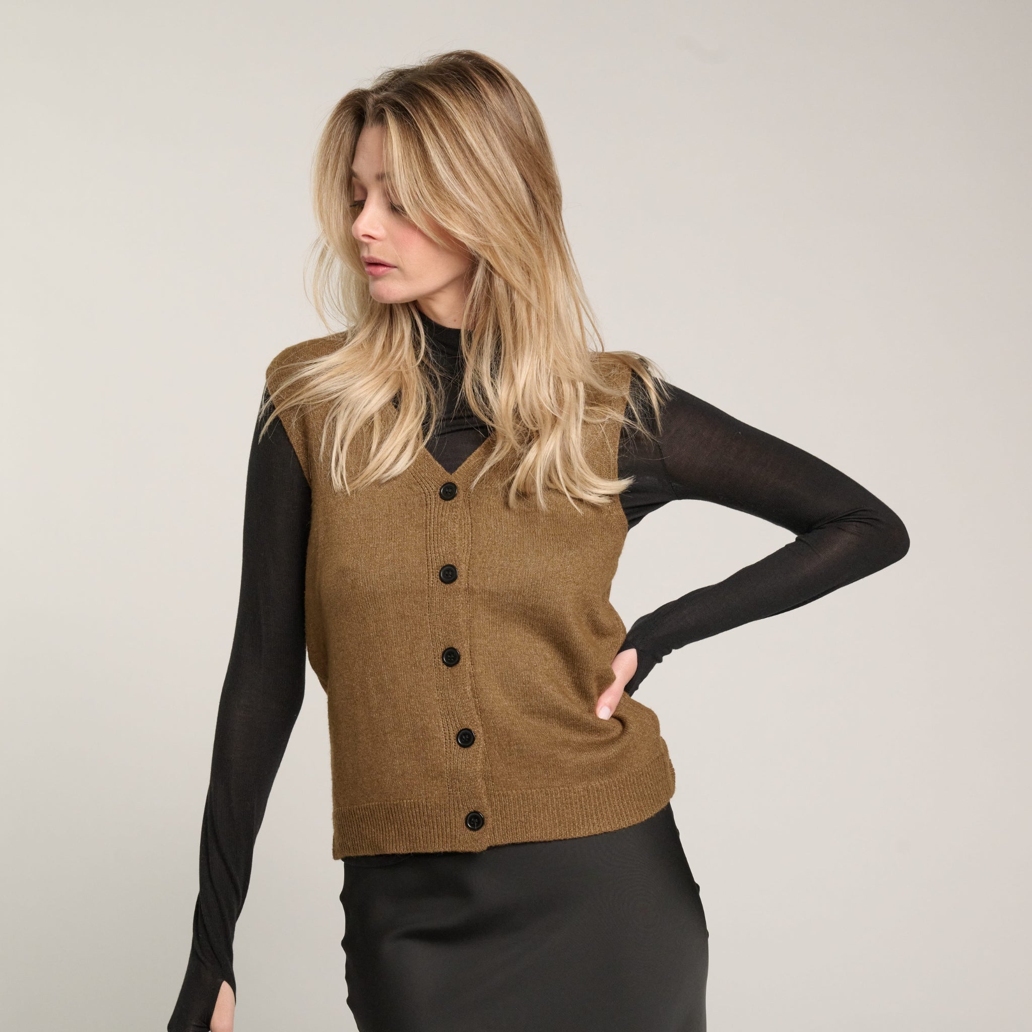 Ensemble maille gilet court et long