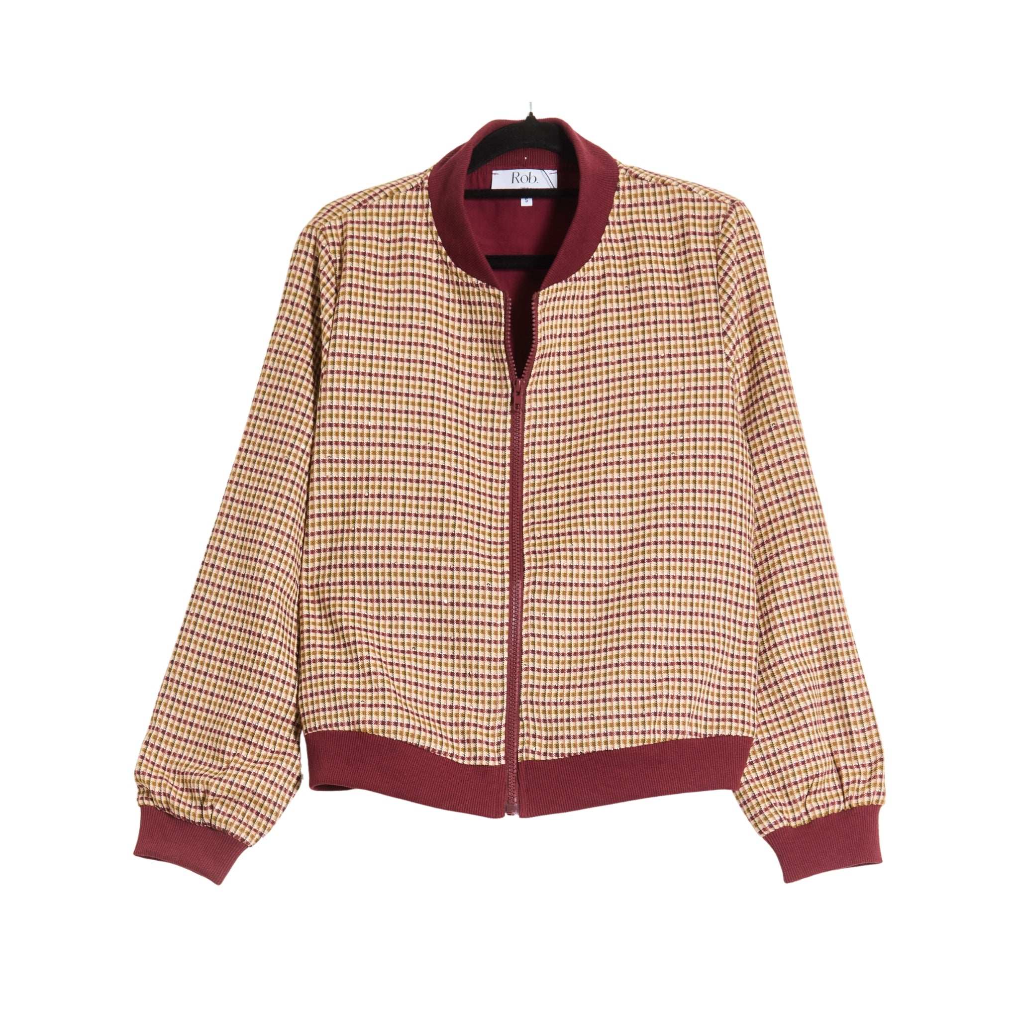 Blouson pied de poule bordeaux