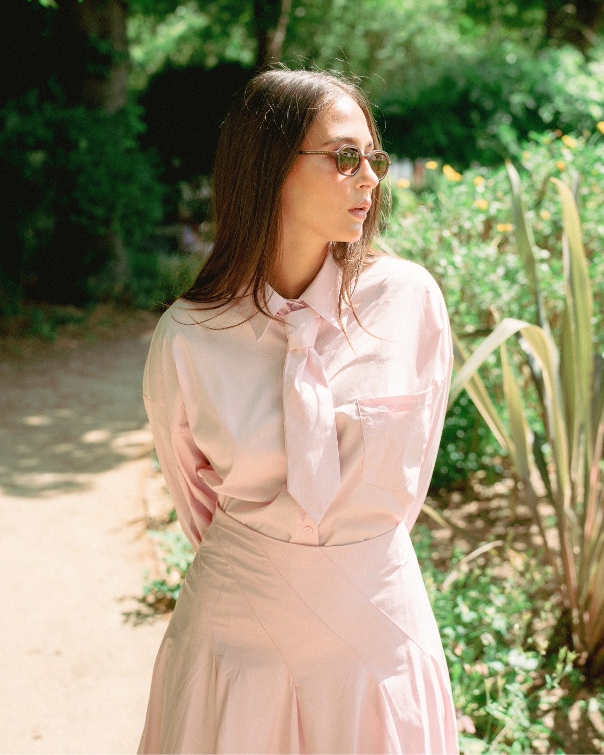 Ensemble Chemise et Jupe Assorti Rose