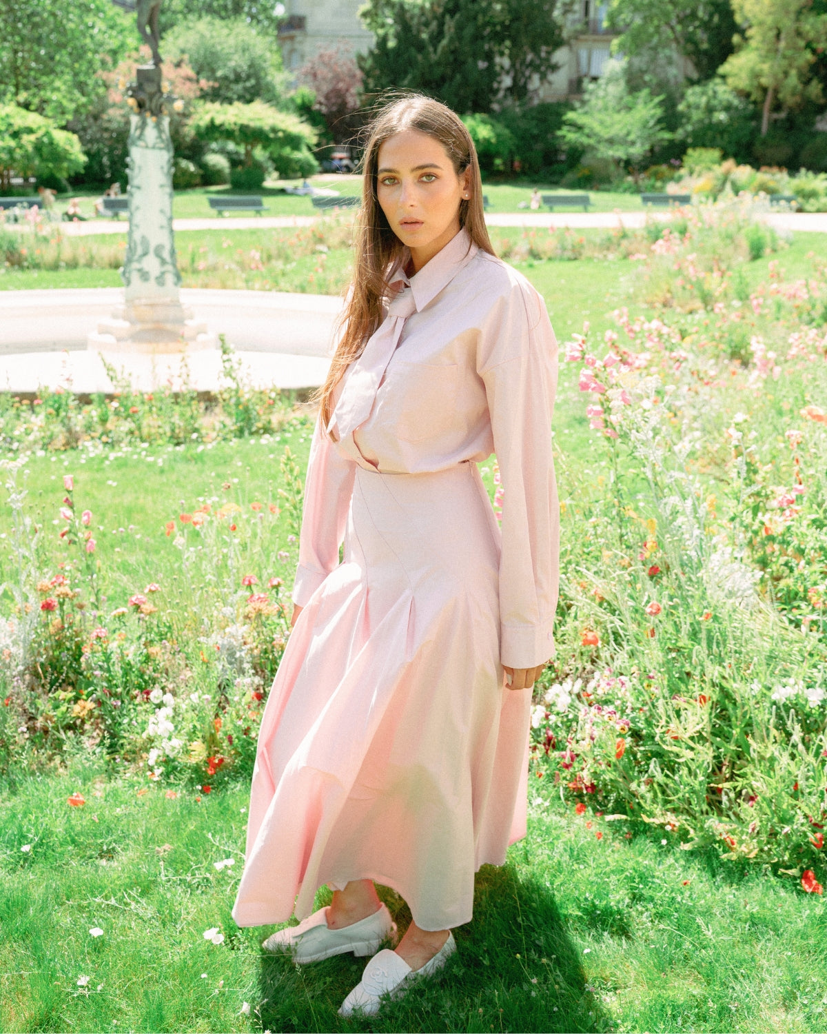 Ensemble Chemise et Jupe Assorti Rose