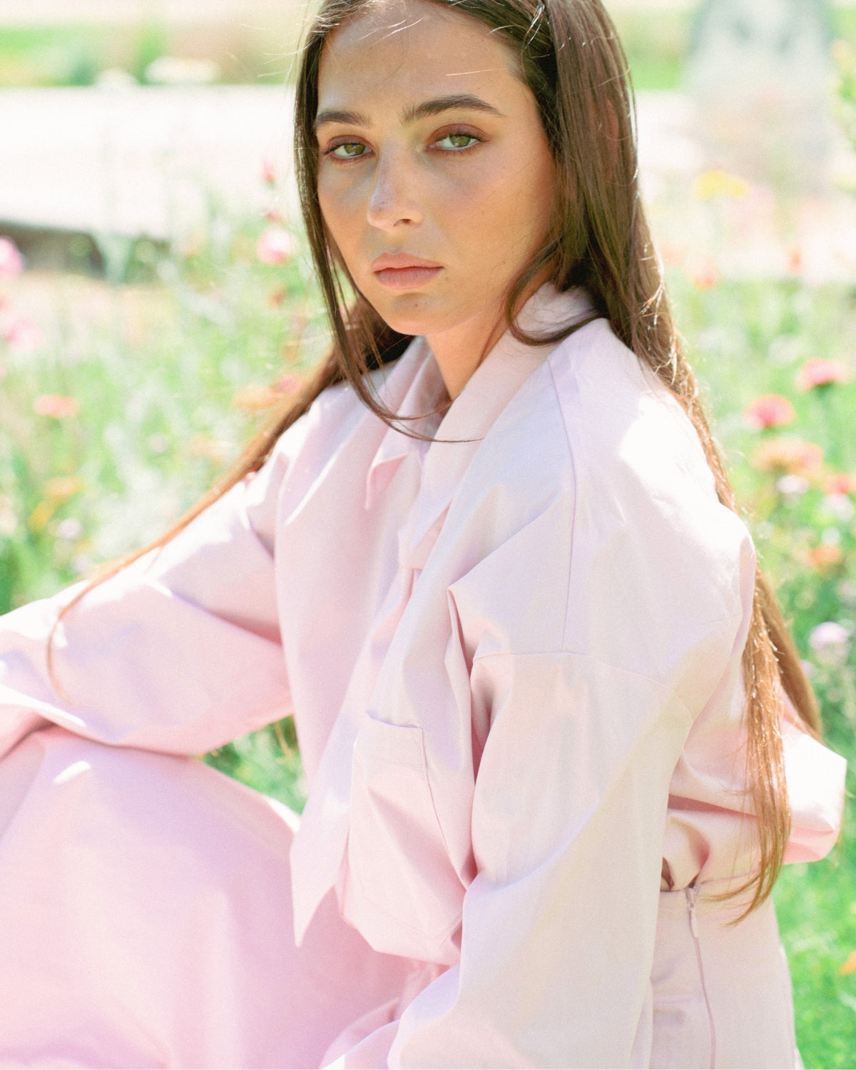 Ensemble Chemise et Jupe Assorti Rose