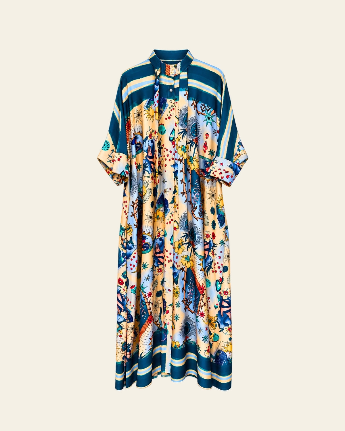 Satin-Maxikleid mit Blumenmuster - Eternelle