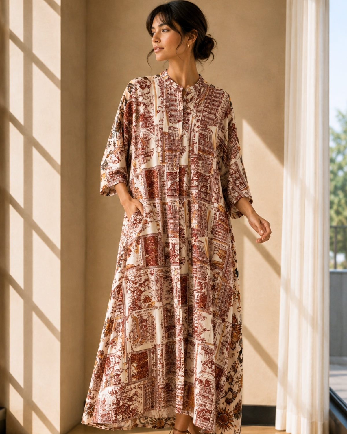 Satin-Maxikleid mit Blumenmuster - Eternelle