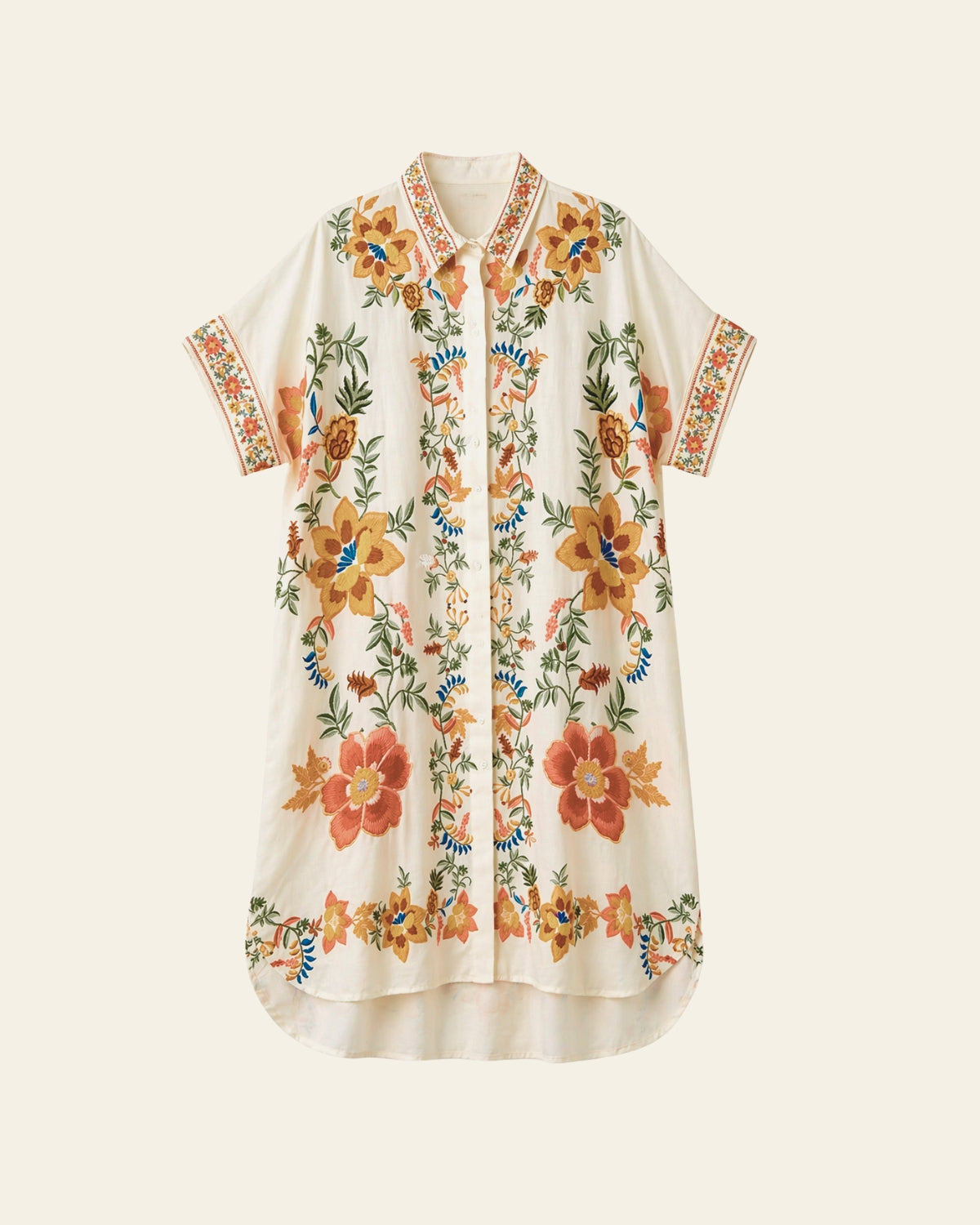 Elegant Floral Shirt Dress