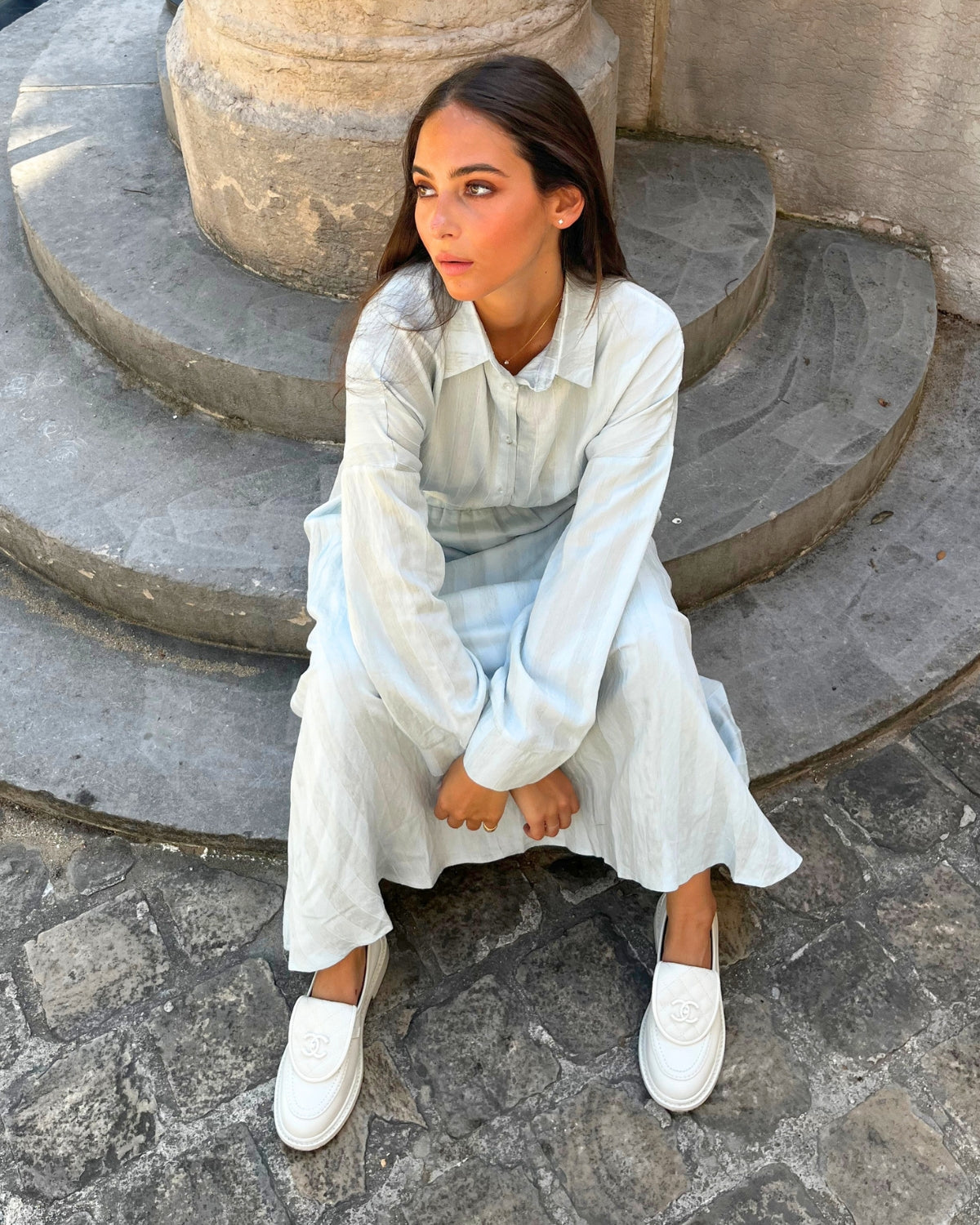 Ensemble Chemise et Jupe Bleu Ciel