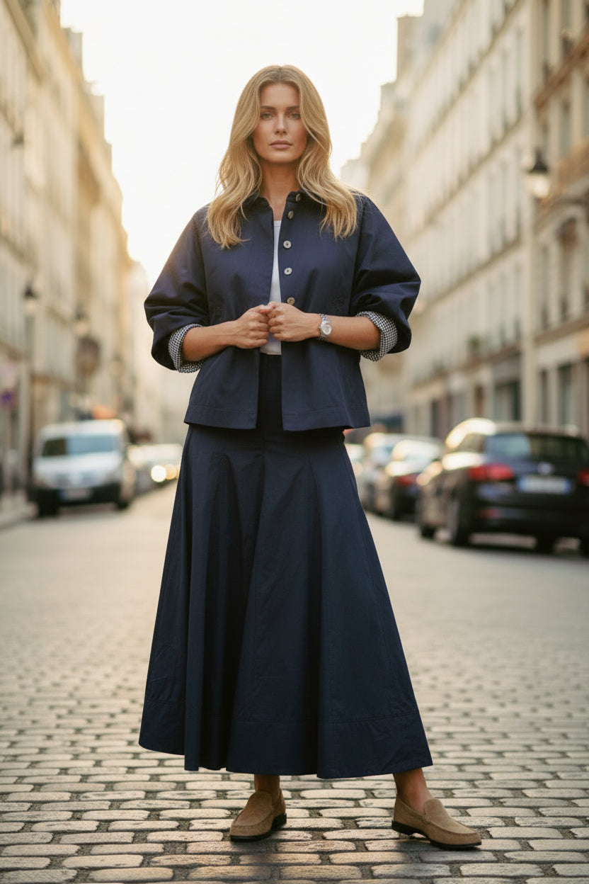 Ensemble Veste et Jupe Toile Marine - Couture