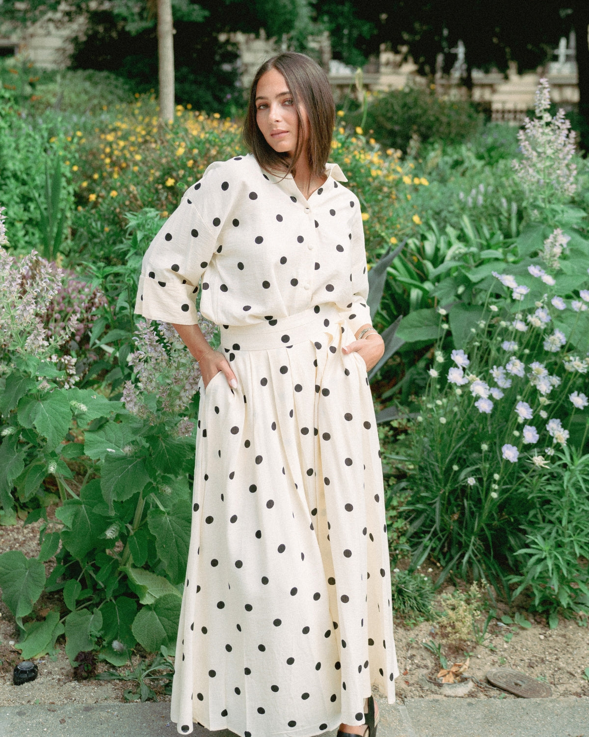 Ensemble à Pois Noir et Blanc