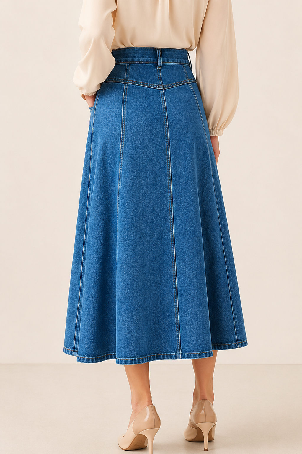 Ausgestellter Jeansrock mit Knopfleiste – Divine